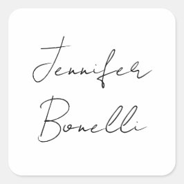 書道エレガント白黒プレーンシンプル名 スクエアシール