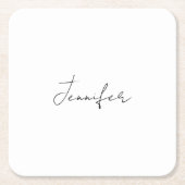 書道エレガント白黒プレーンシンプル名 スクエアペーパーコースター (正面)