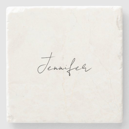 書道エレガント白黒プレーンシンプル名 ストーンコースター (正面)