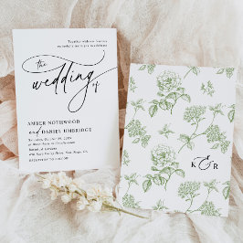 書道エレガント白黒ヴィンテージ結婚式 招待状