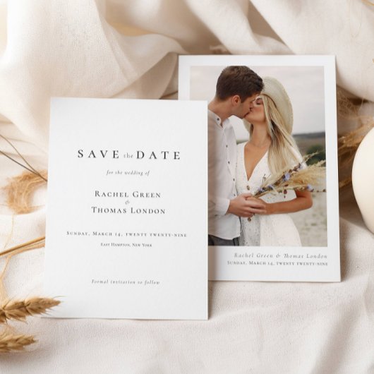 書道エレガント白黒写真結婚の セーブザデート