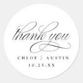 書道エレガント白黒結婚式用シール ラウンドシール (正面)