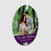 書道エレガント私たちの初めてのクリスマス紫 オーナメント (正面)