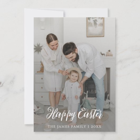 書道エレガント素朴写真ハッピーイースター シーズンカード (正面)