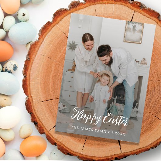 書道エレガント素朴写真ハッピーイースター シーズンカード