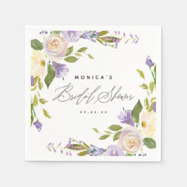 書道エレガント紫フローラブライダルシャワー スタンダードカクテルナプキン
