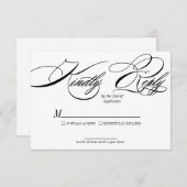 書道エレガント結婚式RSVPカード 出欠カード (正面/裏面)