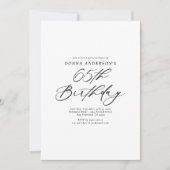 書道エレガント脚本65歳の誕生日パーティー 招待状 (正面)