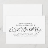 書道エレガント脚本65歳の誕生日パーティー 招待状 (正面/裏面)
