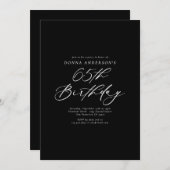 書道エレガント脚本65歳の誕生日パーティー 招待状 (正面/裏面)