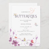 書道エレガント蝶ブライダルシャワー 招待状 (正面/裏面)