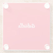 書道エレガント赤い白のプレーンシンプル名 ガラスコースター (裏面)