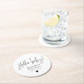 書道エレガント赤ちゃんシャワーこんにちはベビー ラウンドペーパーコースター (インサイチュ)