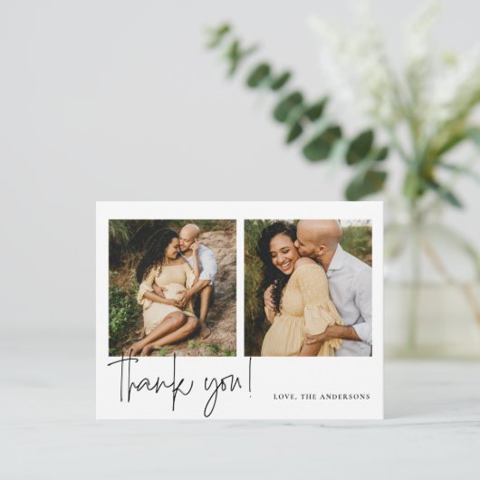 書道エレガント赤ちゃんシャワー感謝していユー ポストカード (スタンド正面)