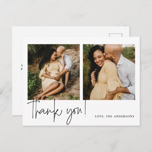 書道エレガント赤ちゃんシャワー感謝していユー ポストカード (正面/裏面)