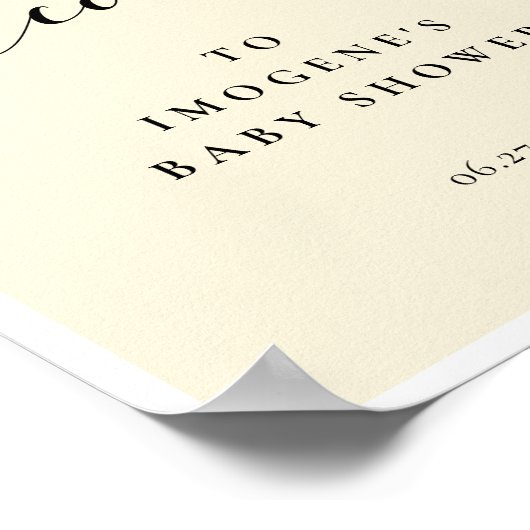 書道エレガント赤ちゃんシャワー歓迎 ポスター (角)