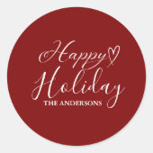 書道エレガント赤ホリデークリスマス ラウンドシール (正面)