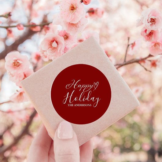 書道エレガント赤ホリデークリスマス ラウンドシール