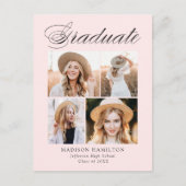 書道エレガント赤面4写真卒業パーティー インビテーションポストカード (正面)