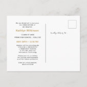 書道エレガント金ゴールドグリッター卒業 案内ポストカード (裏面)