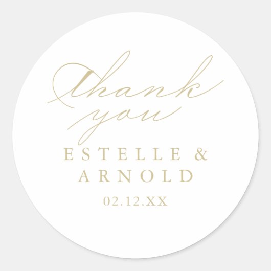 書道エレガント金ゴールドサンキュー結婚式の引き出物 ラウンドシール (正面)