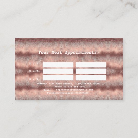 書道エレガント金ゴールドプロフェッショナルモノグラム 予約カード (裏面)