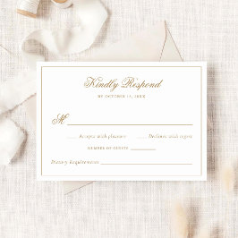 書道エレガント金ゴールド伝統的ウェディングRSVP 招待状