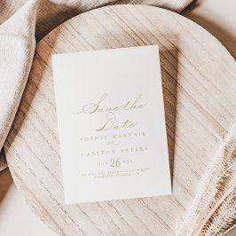 書道エレガント金ゴールド結婚式の日付の保存 セーブザデート