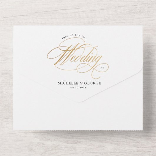 書道エレガント金ゴールド(ENVは不要) オールインワン招待状 (裏面)