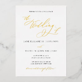 書道エレガント金箔結婚式招待状 箔招待状