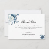 書道エレガント青フローラ葬儀 サンキューカード (正面)