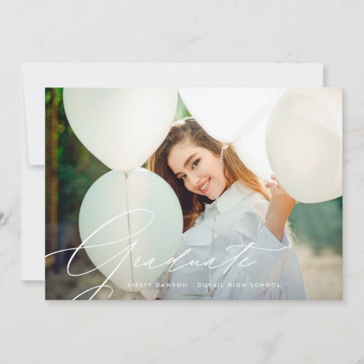 書道エレガント高校2写真卒業 案内状 (正面)