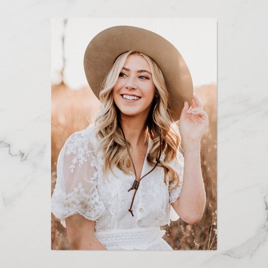 書道エレガント黒写真卒業パーティー 箔招待状 (裏面)