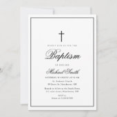 書道エレガント黒枠バプテスマ招待 招待状 (正面)