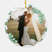 書道エレガント |とメリー写真結婚した セラミックオーナメント (裏面)