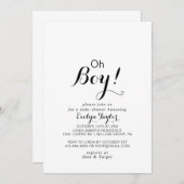 書道オモダンボフォーマルーイ男の子シャワー 招待状 (正面/裏面)
