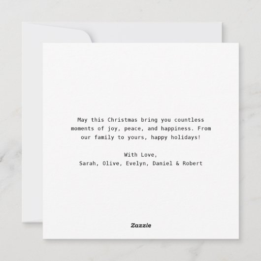 書道オモダンー何おもしろい家族クリスマス シーズンカード (裏面)