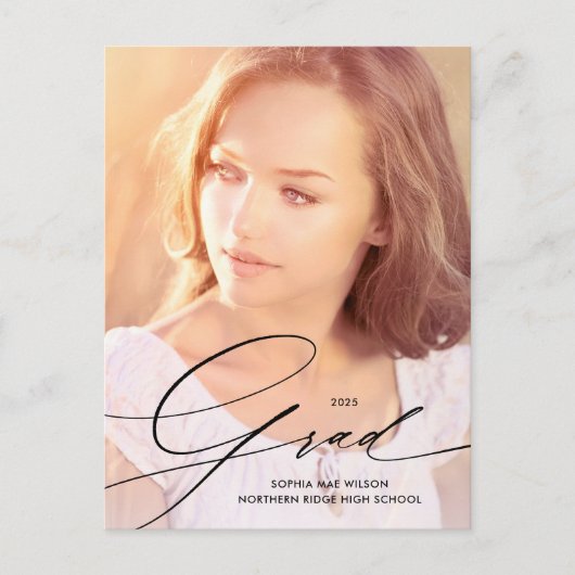 書道オーバーレイエレガントフルフォト卒業 ポストカード (正面)