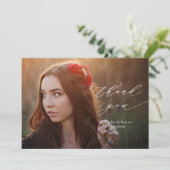 書道オーバーレイ写真卒業 サンキューカード (スタンド正面)