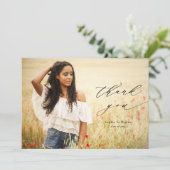 書道オーバーレイ写真卒業 サンキューカード (スタンド正面)