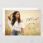 書道オーバーレイ写真卒業 サンキューカード (正面/裏面)