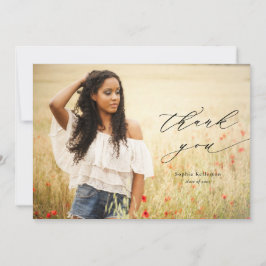 書道オーバーレイ写真卒業 サンキューカード