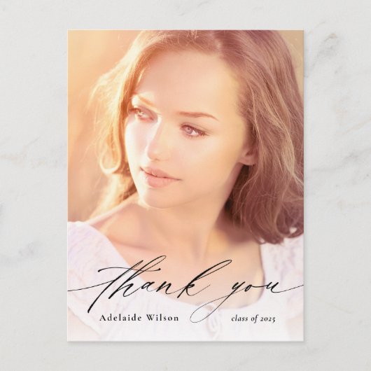 書道オーバーレイ写真卒業 ポストカード (正面)