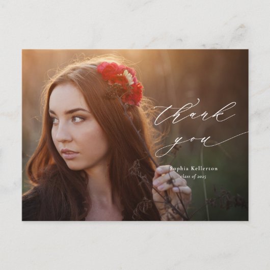 書道オーバーレイ写真卒業 ポストカード (正面)