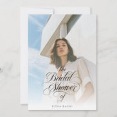 書道オーバーレイ写真安ブライダルシャワー 招待状 (正面)