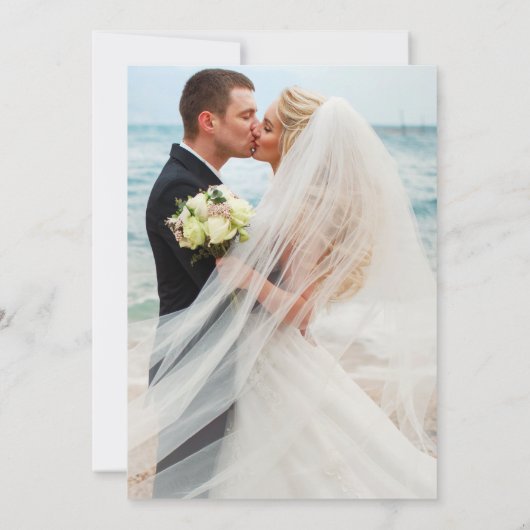 書道オーバーレイ結婚の写真サンキューカード サンキューカード (裏面)