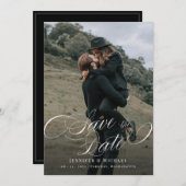 書道カスタム写真の結婚式の日付を保存 セーブザデート (正面/裏面)