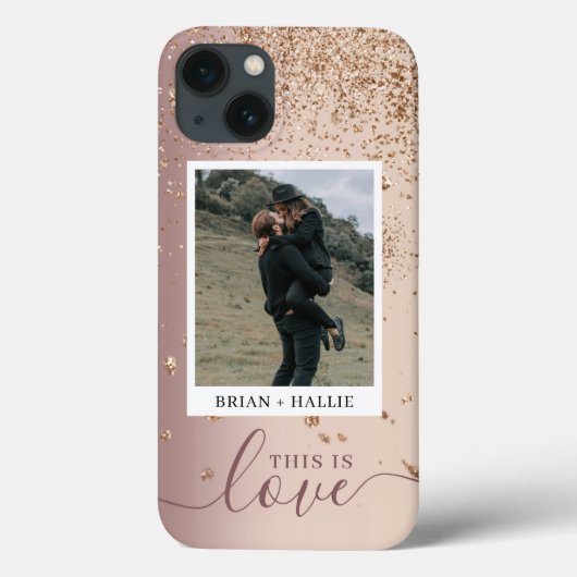 書道カップル写真バラ金ゴールドグリッター Case-Mate iPhoneケース (裏面)