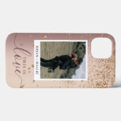 書道カップル写真バラ金ゴールドグリッター Case-Mate iPhoneケース (裏面 (横))