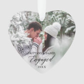 書道カ婚約したップモダンル写真ハート オーナメント (正面)